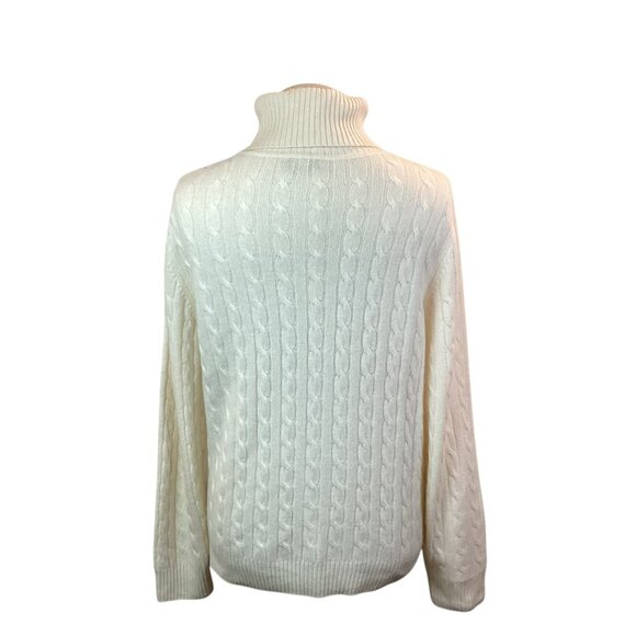 Vertical Design 2-Ply Cashmere Cable Knit Womens XL Turtleneck Sweater - Picture 7 of 12